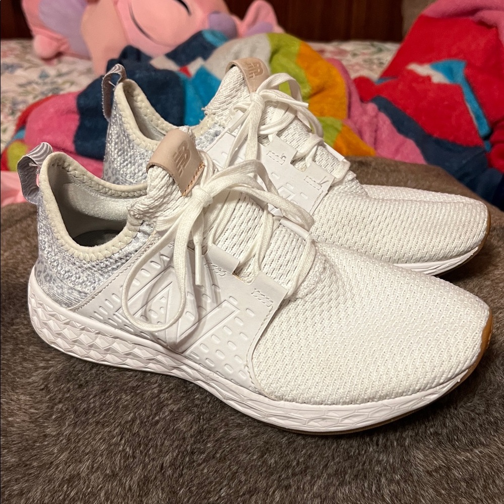 New Balance White Lace-Up Sneakers